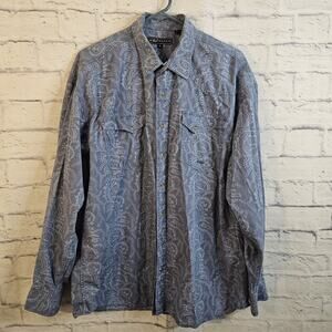 Roper Shirt Mens Extra Large Blue Paisley Pearl Snap Western Cowboy Rodeo
